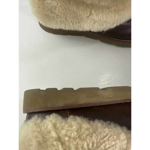 UGG Australia Maylin Women's Leather Shearling Boots Chestnut Brown Size 8 - Picture 14 of 16